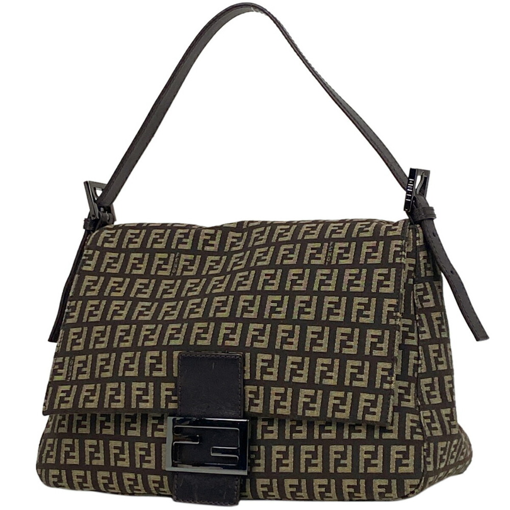 Fendi Zucchino Shoulder Bag Hobo Mamma Bucket Canvas Brown